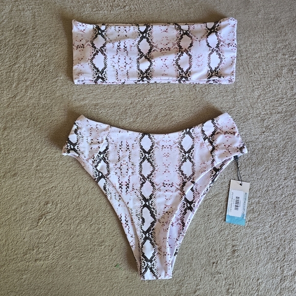Shady Lady Malibu Snakeskin Strapless Bikini size large - Picture 3 of 13